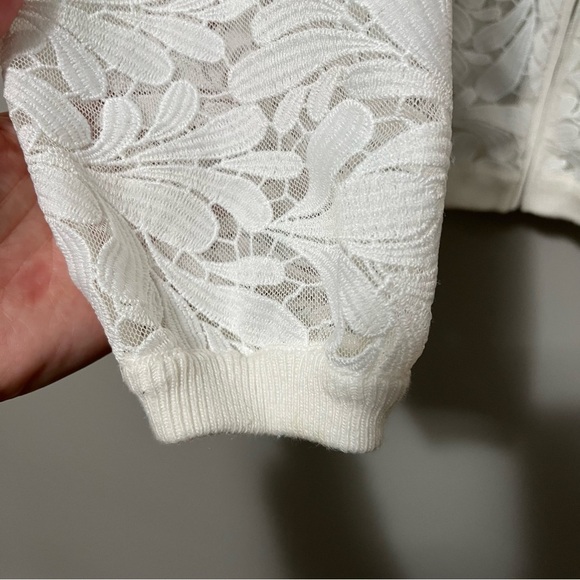 Mint Velvet Lace Bomber Jacket Ivory - Picture 5 of 8